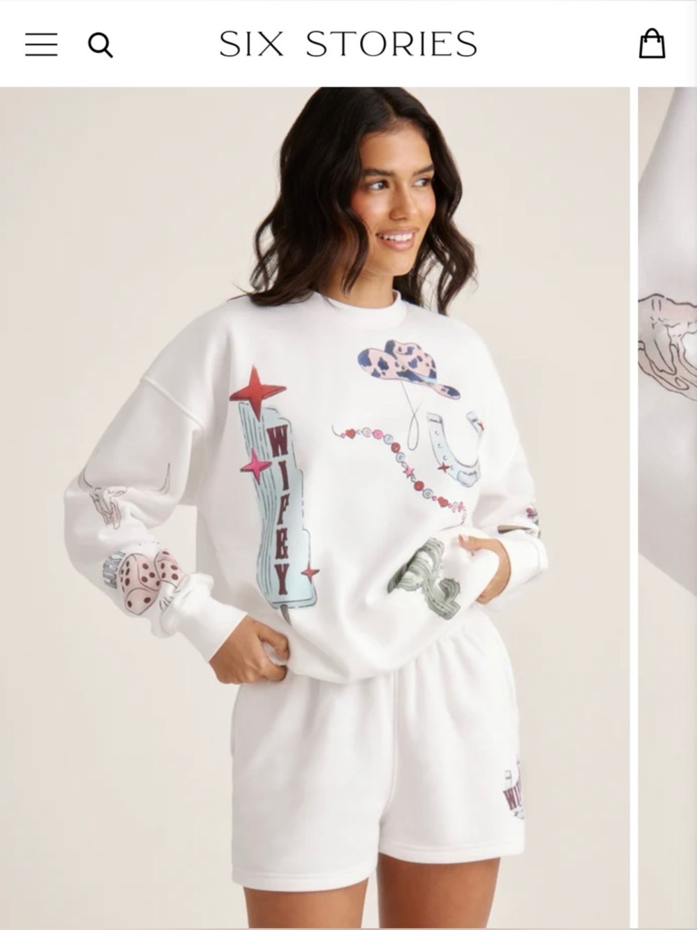 LIMITED EDITION: Six Stories White Graphic Sweatshirt/ Shorts Set (Last Rodeo)
